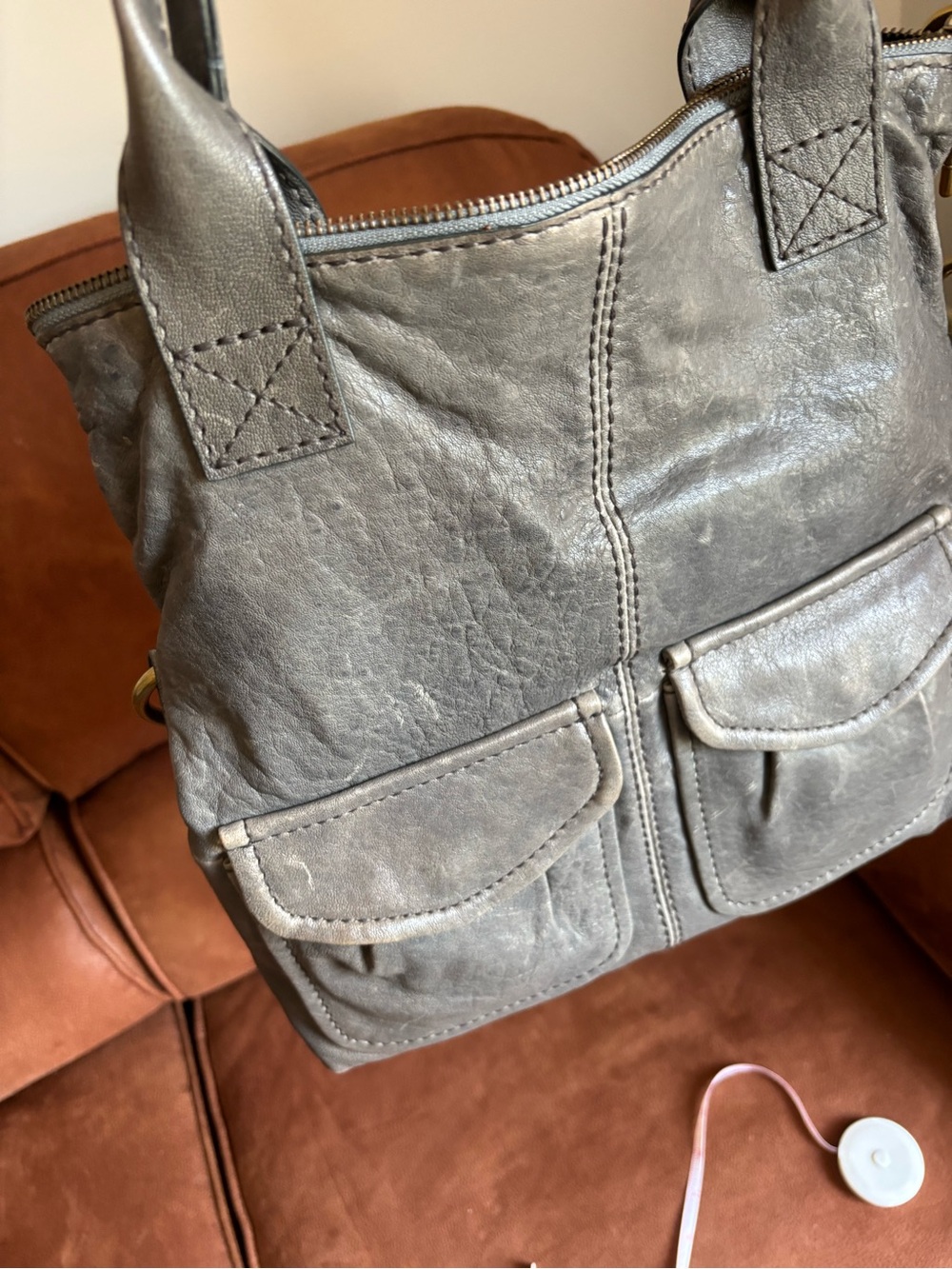Fossil Gray Leather Crossbody Bag with Front Flap Pockets - Picture 7 of 12